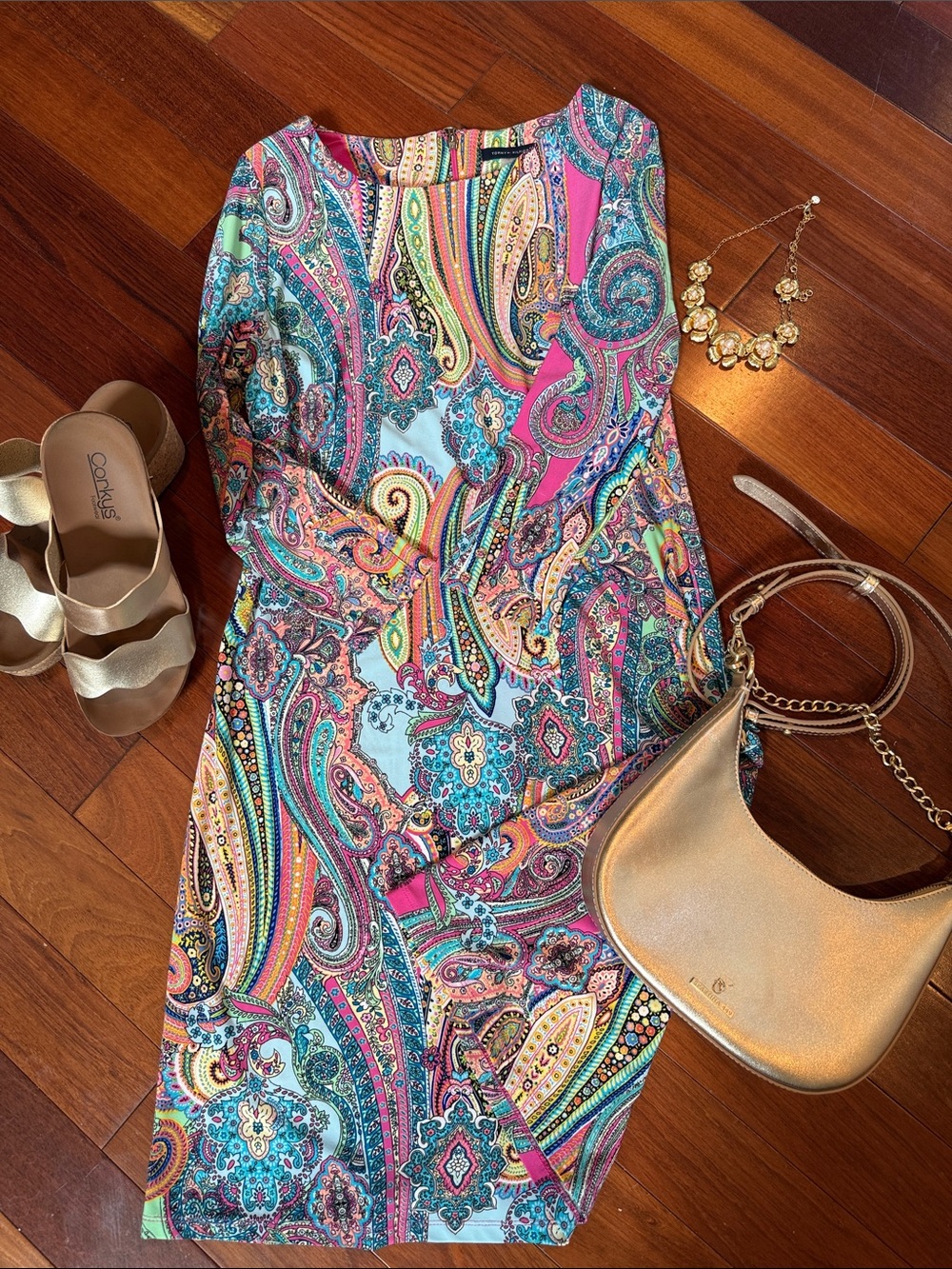 Tommy Hilfiger Multicolor Paisley Long-Sleeve Dress